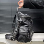 1pc Y2K ファッション レトロ ブラック フェイクレザー バックパック